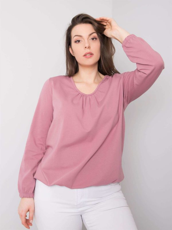 Comert cu ridicata Hailey Dirty Pink Bluză cu mânecă lungă mărimi mari