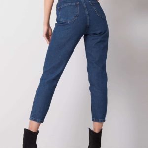 Comert con ridicata Kiara RUE PARIS pantaloni denim maro cu talie