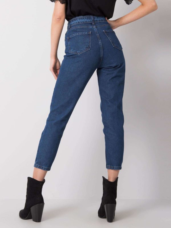 Comert con ridicata Kiara RUE PARIS pantaloni denim maro cu talie