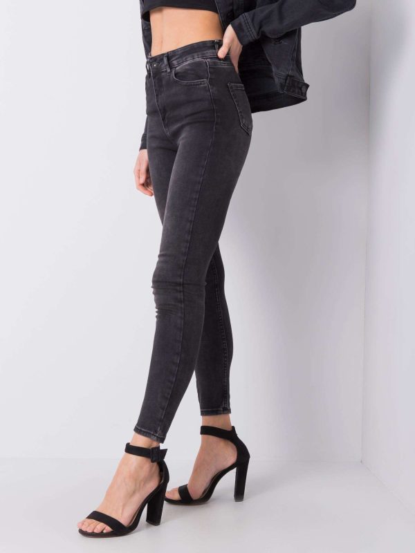 Comert cu ridicata Blugi skinny negre Mae RUE PARIS