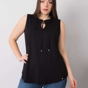 Comert cu ridicata Bluza neagra plus dimensional cu vascoza Nuka