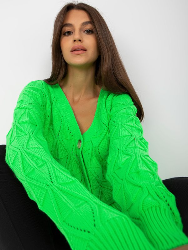 Comert cu ridicata Cardigan verde neon cu nasturtium RUE PARIS