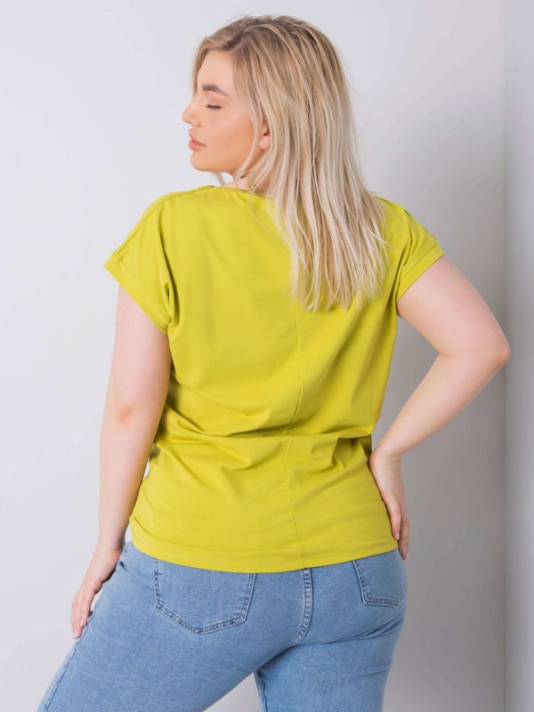 Comert cu tricou ridicat Lumina verde Leanne din bumbac Plus Size