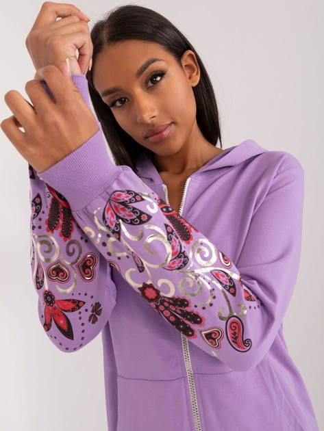 Cardigan violet deschis cu imprimeu