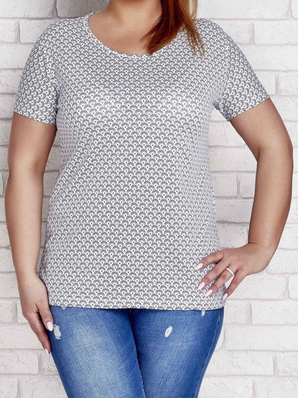 Velkoobchod Bílé vzorované tričko PLUS SIZE