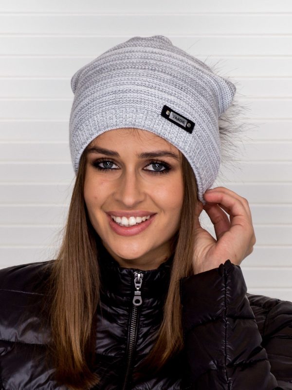 Velkoobchod Melange Striped Beanie Beanie Light Grey