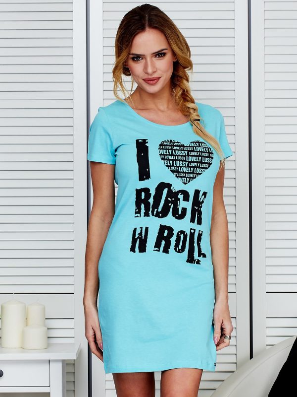 Velkoobchod Šaty světle modré bavlněné I LOVE ROCK N ROLL