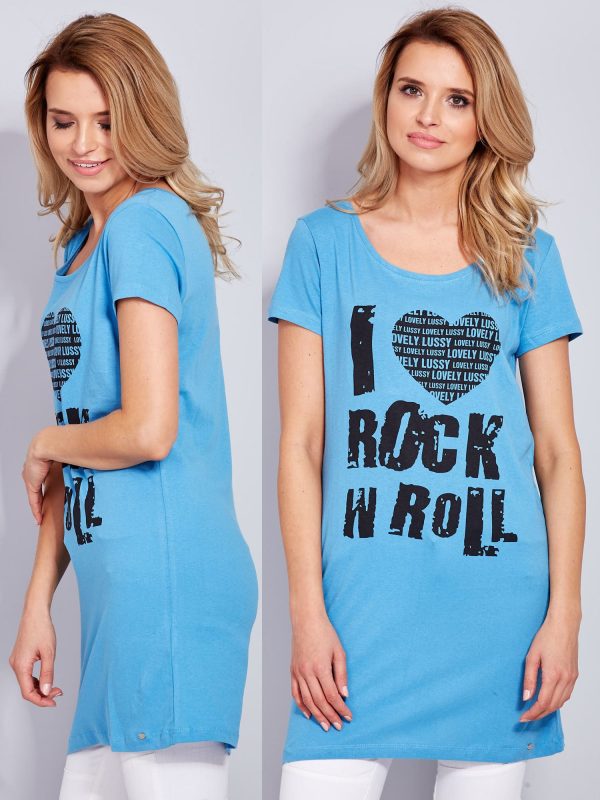 Velkoobchod Modré bavlněné šaty I LOVE ROCK N ROLL