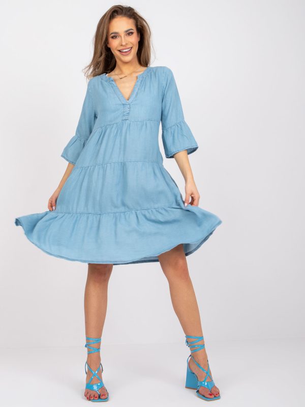Velkoobchod Světle modré šaty s volánky Olive SUBLEVEL