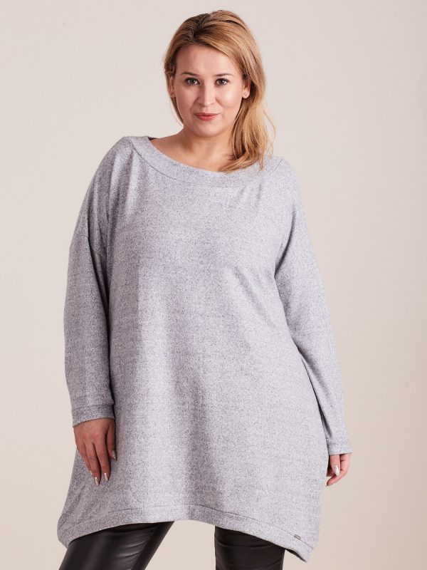 Velkoobchod Svetle seedá melanžová tunika PLUS SIZE