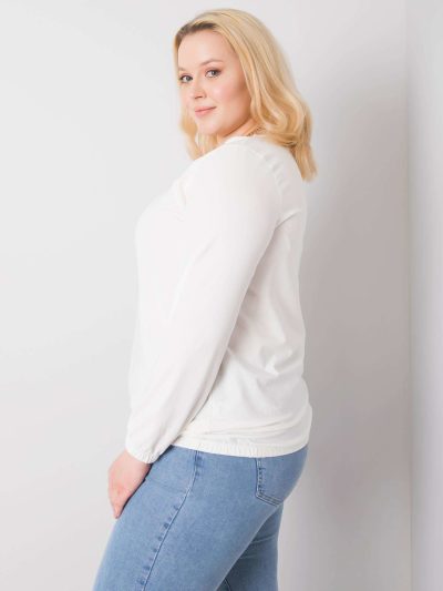 Velkoobchodní halenka Hailey s dlouhým rukávem Ecru bavlna Plus Size