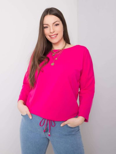 Velkoobchodní bavlněná písčitá halenka Fuchsie Plus Size