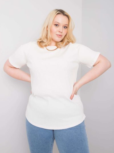 Velkoobchodní Ecru Plus Size Žebrovaná halenka Stella