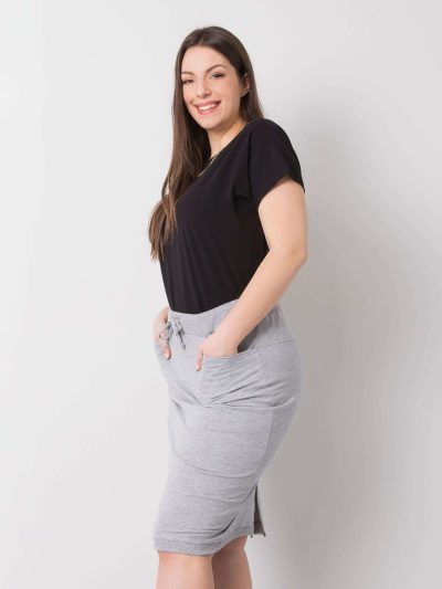 Velkoobchodní šedá melanžová sukně Plus Size Thandie