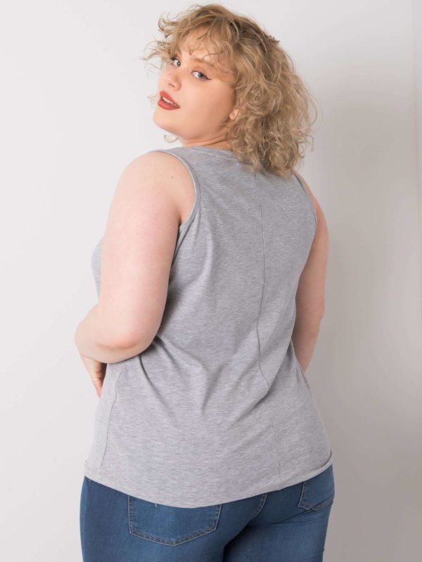 Velkoobchodní šedý top Plus Size Base Keyla