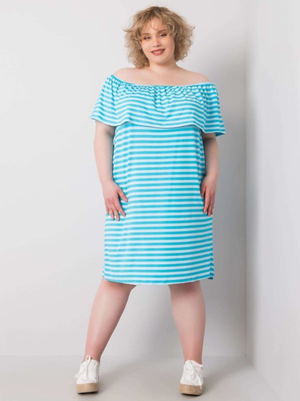 Velkoobchodní Annabelovy modré pruhované šaty nadměrné velikosti