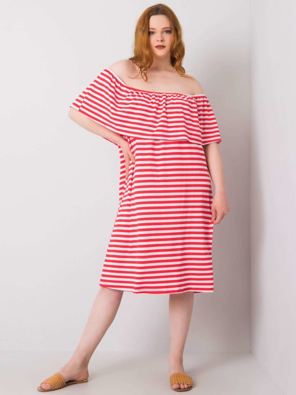 Velkoobchodní pruhované šaty Annabel Coral White nadměrné velikosti