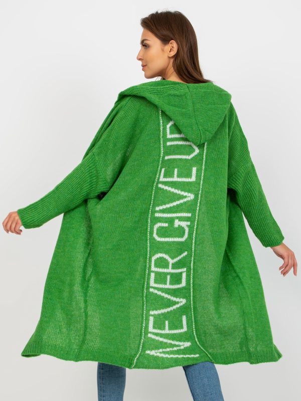 Veľkoobchod Zelený dlhý sveter s nápisom na zadnej strane OCH BELLA