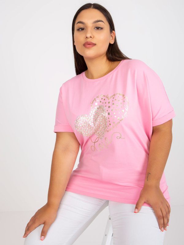 Veľkoobchod Ružová voľná Plus veľkosť bavlnené tričko