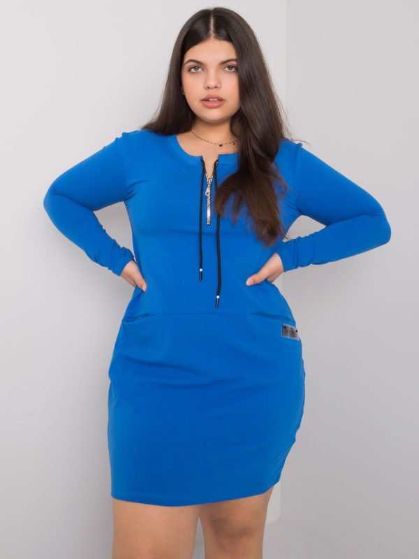 Veľkoobchod Tmavo modrá Plus Veľkosť šaty s vreckami Alessia