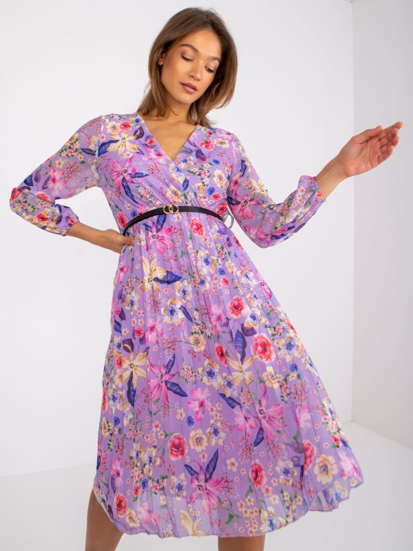 Veľkoobchod Fialové kvetované plisované šaty Annie