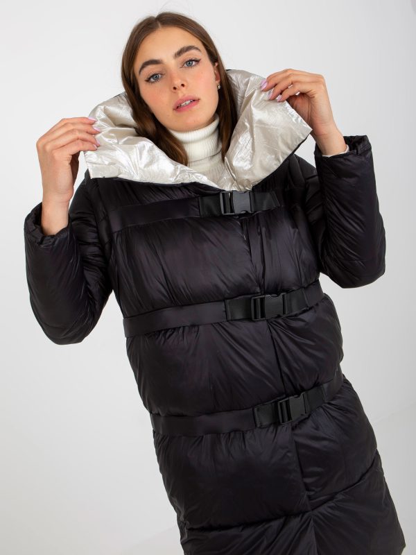 Veľkoobchod Čierna a béžová bunda 2v1 zima s nastavením dĺžky