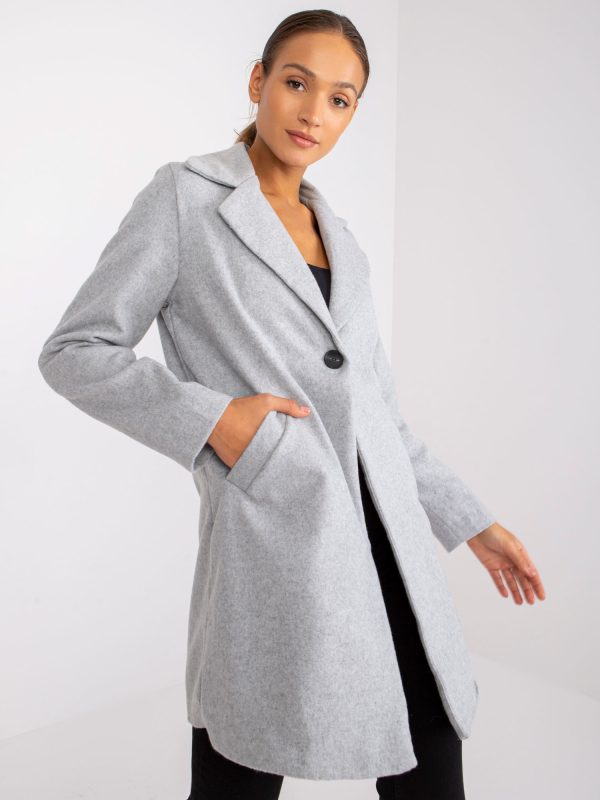 Veľkoobchod Šedý dámsky oversize kabát Louise RUE PARIS