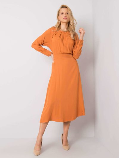 Veľkoobchodné šaty tmavo oranžové Savona RUE PARIS