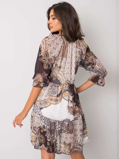 Veľkoobchodné béžové šaty s etnickými vzormi Corrine RUE PARIS