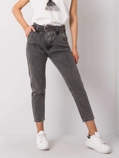 Veľkoobchod Tmavošedé džínsy s opaskom Rita RUE