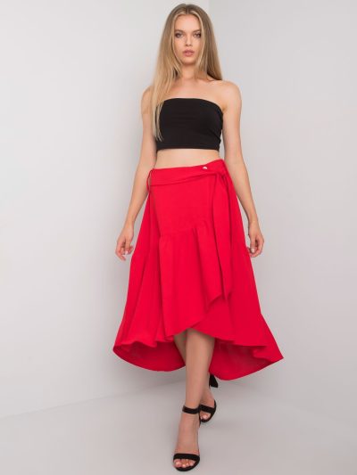 Veľkoobchodná červená asymetrická sukňa Shayna RUE PARIS