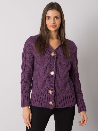 Veľkoobchodný sveter s fialovým gombíkom Louissine RUE PARIS