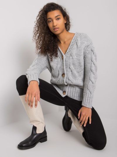 Veľkoobchodný sveter so šedým - Louissine RUE PARIS Gombíkový sveter