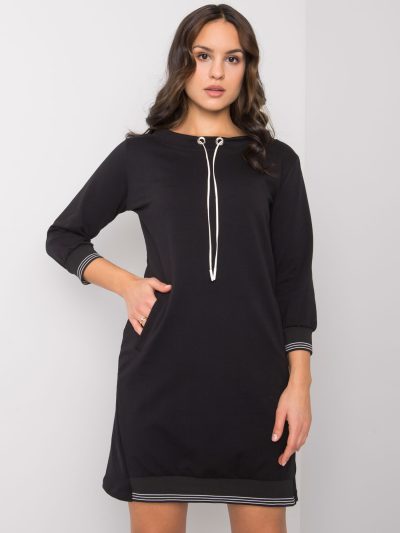 Veľkoobchodné čierne bavlnené šaty Sinead RUE PARIS
