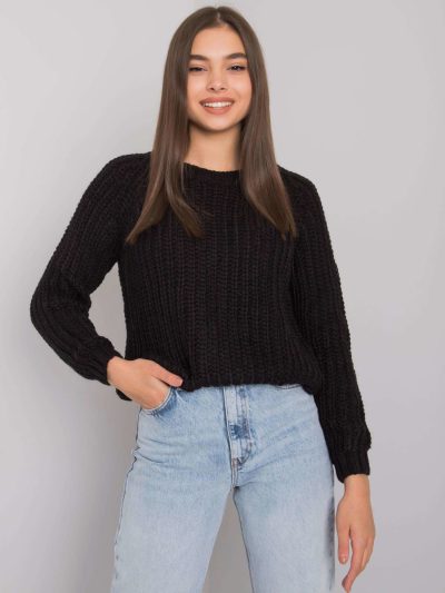 Veľkoobchodný dámsky čierny pletený sveter Grinnell RUE PARIS