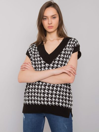 Veľkoobchodná pletená vesta Villena RUE PARIS čiernobiela