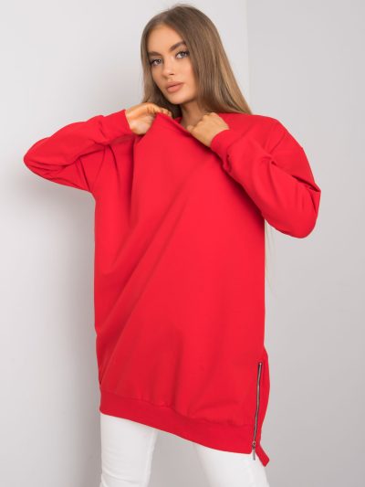Veľkoobchodná červená bavlnená dlhá mikina Rhiannon Basic
