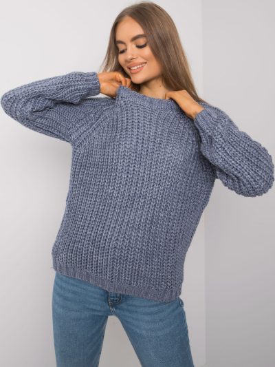 Veľkoobchodný modrý pletený sveter pre ženy Grinnell RUE PARIS