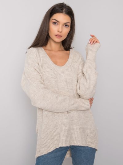 Veľkoobchodný béžový sveter s retiazkou Vermillion RUE PARIS