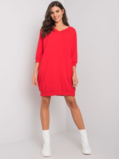 Veľkoobchodné červené bavlnené základné šaty Salerno