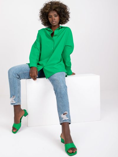 Veľkoobchodný dámsky sveter Graciosa Zelená dlhá košeľa RUE PARIS