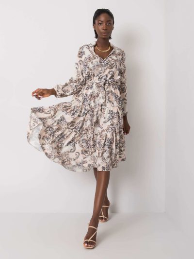 Veľkoobchod Béžové šaty s volánikmi Laurene RUE PARIS