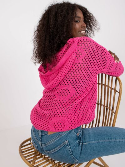 Veľkoobchodný ružový voľný prelamovaný bavlnený sveter RUE PARIS