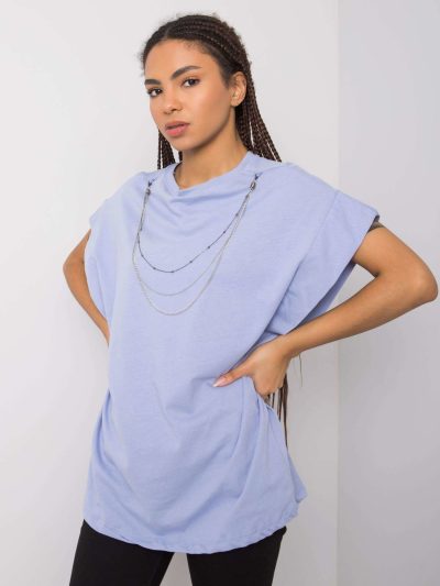 Veľkoobchodné modré tričko s náhrdelníkom Arianna RUE PARIS