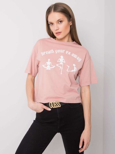 Veľkoobchodné ružové tričko s potlačou Piper RUE PARIS