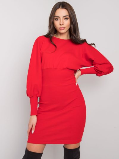 Veľkoobchodné červené rebrované šaty Leticia RUE PARIS