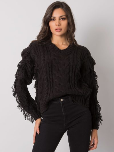 Veľkoobchodný čierny pletený sveter Oregon RUE PARIS