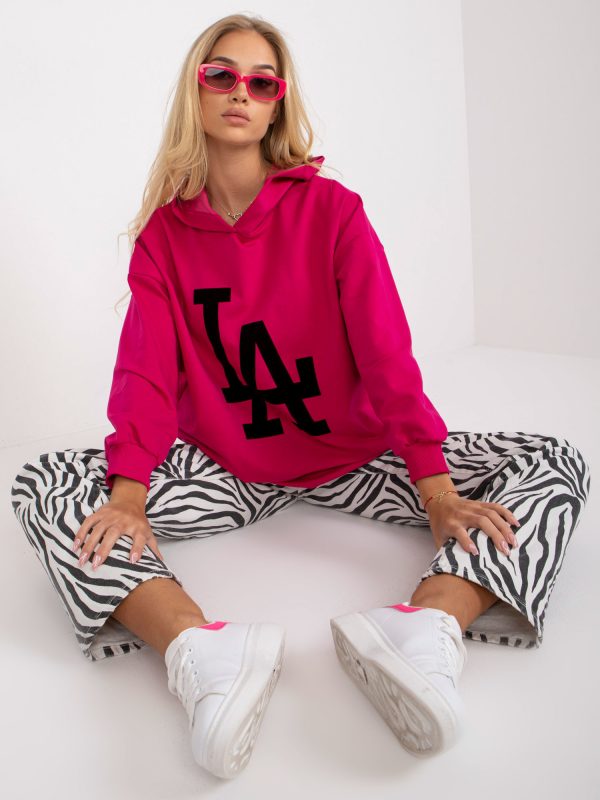 Großhandel Oversize-Sweatshirt mit Hoodie in Fuchsia