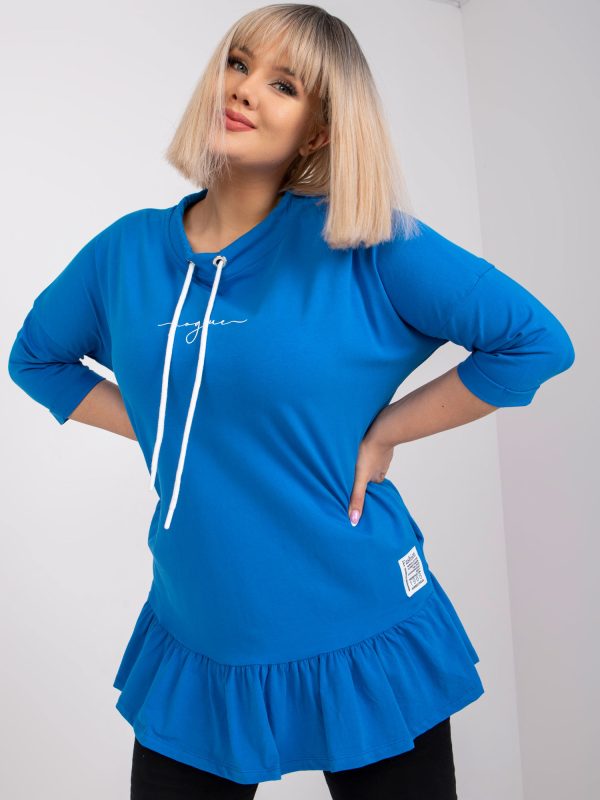 Großhandel Dunkelblaue Sweatshirt-Tunika plus size Baumwolle Elisabeth