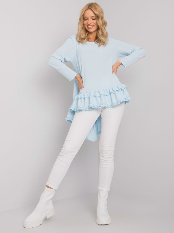 Großhandel Hellblaue Bluse mit Volant Tracy RUE PARIS